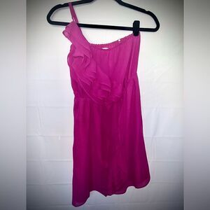 BCBGeneration One Shoulder Ruffle Dress- Fuschia/ Size Small